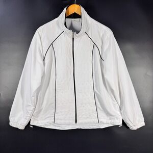 Kim Rogers Jacket Women‎ XL White Lightweight Windbreaker Zip Front Athleisure